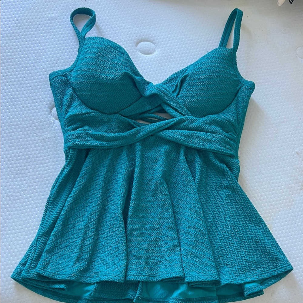 Coco Reef Teal Textured Tankini Top